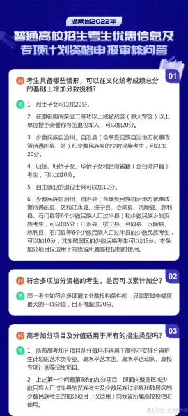 湖南省2022年普通高校招生考生优惠信息及专项计划资格申报审核问答(图1)