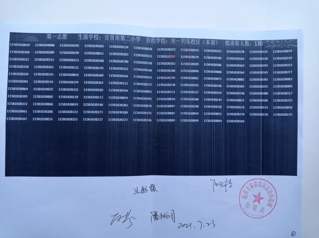 2021年吉首城区小升初电脑摇号结果公示(图2)