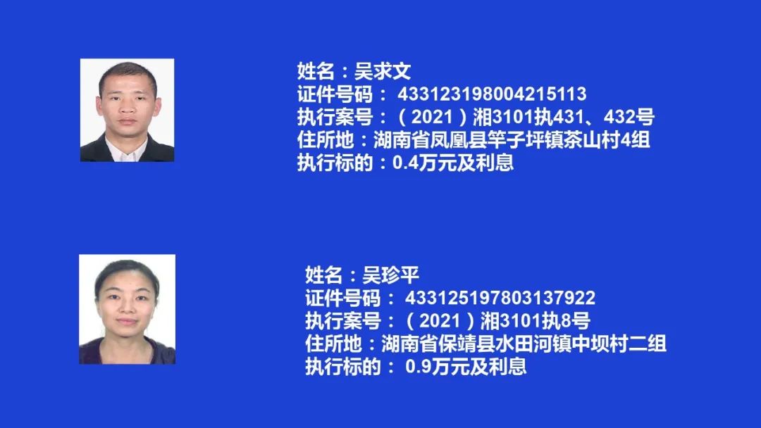 失信曝光┃吉首市人民法院关于发布失信被执行人名单信息的公告(第八期)(图5) 失信曝光┃吉首市人民法院关于发布失信被执行人名单信息的公告(第八期)(图4)