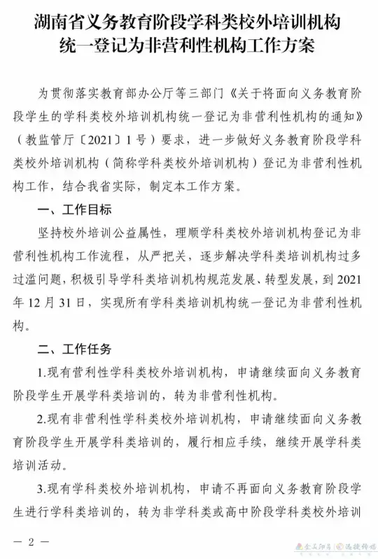 方案来了！湖南义务教育阶段学科类校外培训机构须为非营利(图1)