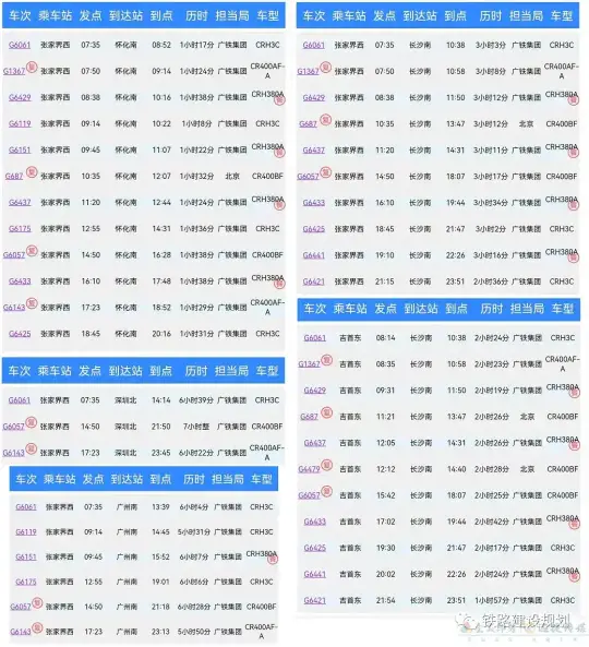定了！张吉怀高铁12月6日正式通车！12306已上线，时刻、票价出炉(图9)
